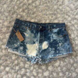 One-of-a-Kind Repurposed Levi 501 Cut-Off Jean Shorts, 90's Acid Wash,